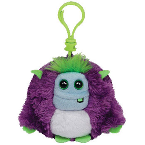 TY Monstaz - FRANKIE the Purple & Green Monster (Plastic Key Clip - 3 inch)
