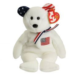 TY Beanie Baby - AMERICA the Bear (White Version - Internet Exclusive) (8.5 inch)