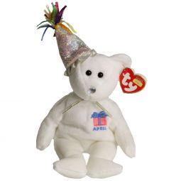 TY Beanie Baby - APRIL the Teddy Birthday Bear (w/ hat) (9 inch)