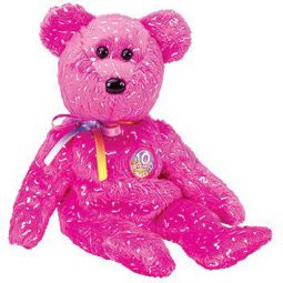 TY Beanie Baby - DECADE the Bear (Hot Pink Version) (BBOM July 2003) (8.5 inch)