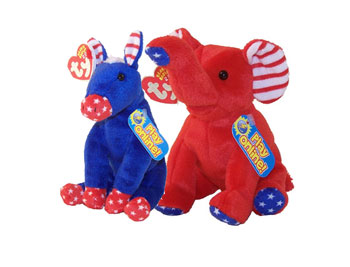 TY Beanie Babies 2.0 - ELECTION BEANIES (Set of 2 - Lefty & Righty) (7 inch)