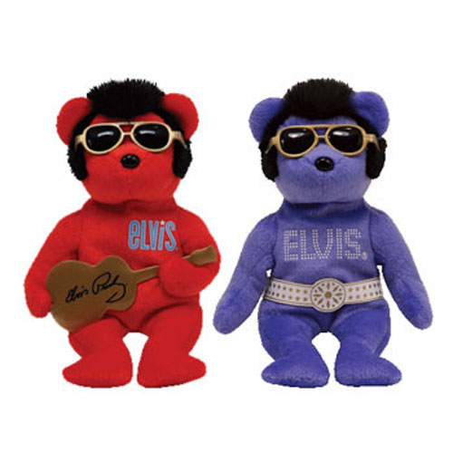 TY Beanie Babies - Set of 2 Elvis Bears (BEANIE HAWAII & HEARTBEAR HOTEL)