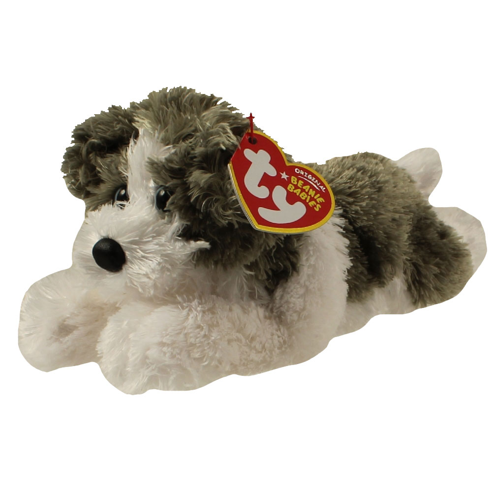 TY Beanie Baby - FETCH the Dog (Grey & White Version)