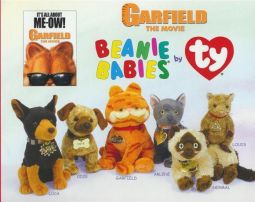 TY Beanie Babies - GARFIELD MOVIE BEANIES (Set of 6 - Garfield, Arlene, Odie, Nermal, Luca & Louis)