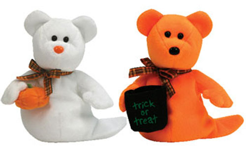 TY Beanie Babies - HAUNTED & PHANTOM the Ghost Bears (Set of 2) (Borders Exclusives)