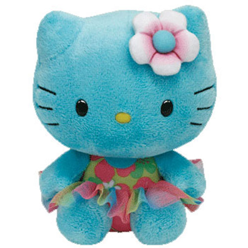 TY Beanie Baby - HELLO KITTY with Flower (Turquoise - 6 inch)