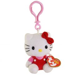 TY Beanie Baby - HELLO KITTY (RED OVERALLS) ( Plastic Key Clip ) (3 inch)