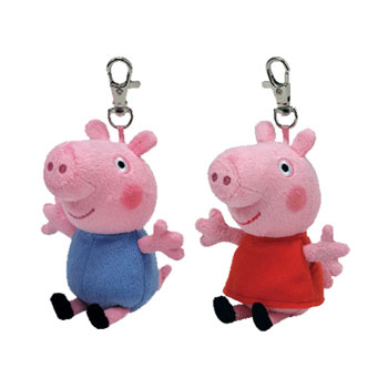 TY Beanie Baby - PEPPA PIG CARTOON ( Key Clips ) (Set of 2 - UK Exclusives)