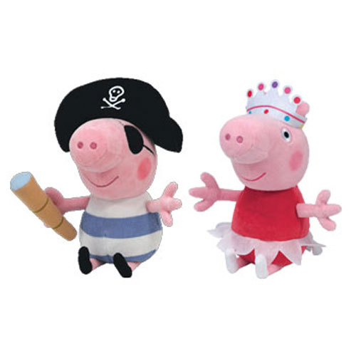 TY Beanie Babies - PEPPA PIG (Set of 2 Ballerina Peppa & Pirate George) (UK Exclusives)