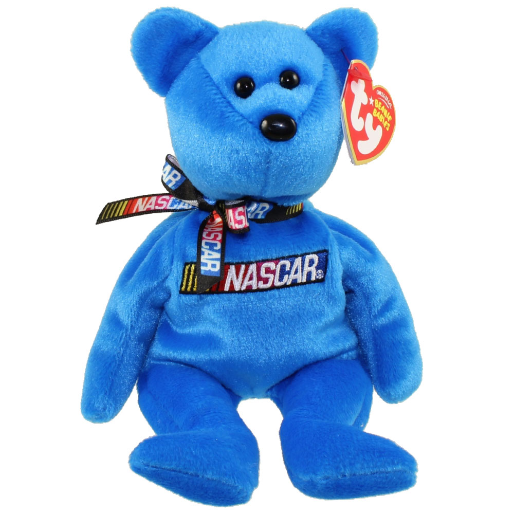 TY Beanie Baby - RACER the Nascar Bear ( Blue Version ) (8.5 inch)