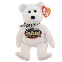 TY Beanie Baby - RACING GOLD the Nascar Bear ( White Version ) (8.5 inch)