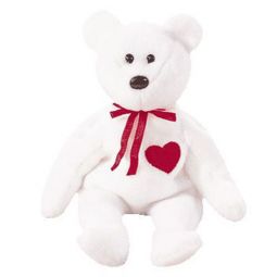TY Beanie Baby - VALENTINO the White Bear (8.5 inch)
