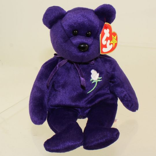 TY Beanie Baby - PRINCESS the Purple Bear (PE pellets - Made in Indonesia Version - 1997) (8.5 inch)