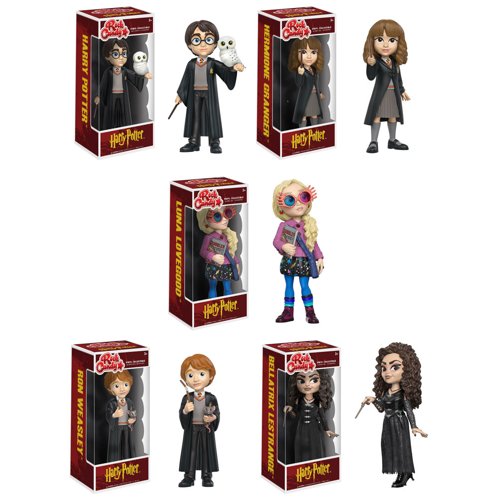 Funko Rock Candy - Harry Potter S1 Vinyl Figures - SET OF 5 (Harry, Ron, Hermione, Luna & Bellatrix)