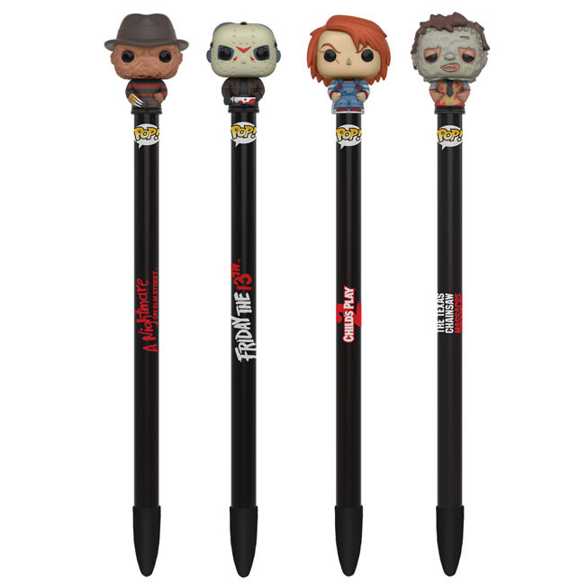 Funko Collectible Pen with Topper - Horror Classics Series 1 - SET OF 4 (Chucky, Freddy, Jason & Lea