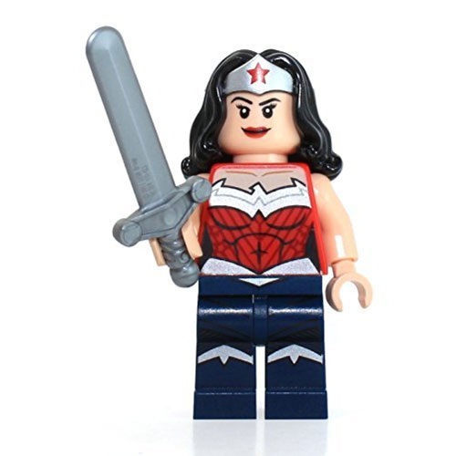LEGO Minifigure - DC Comics Super Heroes - WONDER WOMAN with Sword (Dark Blue Pants)