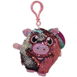 License 2 Play - Shimmeez Sequin Plush - PIG (Pink & Silver)(Plastic Key Clip - 3.5 inch)
