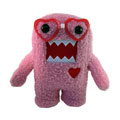 License 2 Play - Plush Stuffed Toy - PINK NERD DOMO with Heart Glasses (Small - 7 inch)