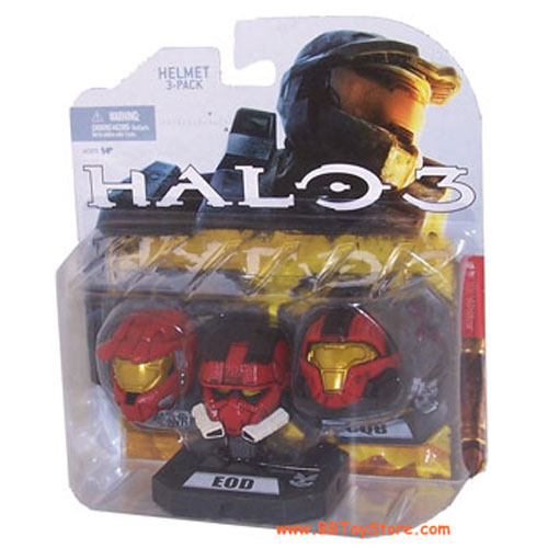 McFarlane Toys Action Figures - Halo 3 Helmet 3-Pack Wave 1 - MARK VI, EOD, CQB (All Red Set)