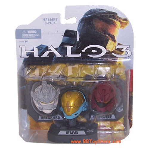 McFarlane Toys Action Figures - Halo 3 Helmet 3-Pack Wave 1 - EVA, HAYABUSA, ROGUE