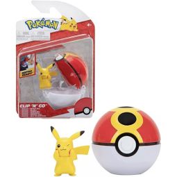 Jazwares - Pokemon Clip 'N' Go Poke Ball & Figure - PIKACHU w/ Repeat Ball (3 inch)