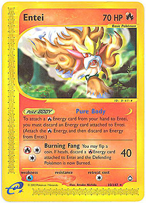 Pokemon Card - Aquapolis 10/147 - ENTEI (rare)