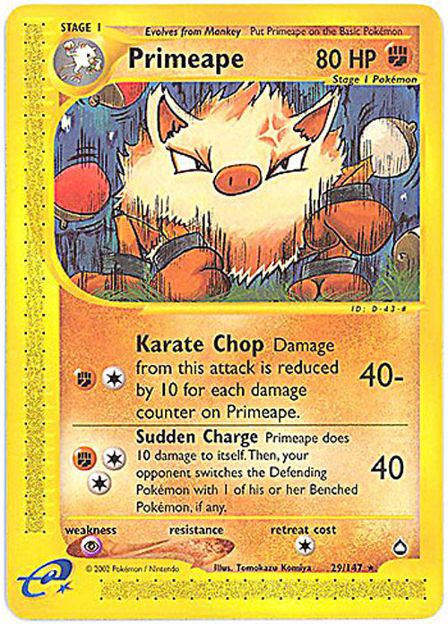 Pokemon Card - Aquapolis 29/147 - PRIMEAPE (rare)