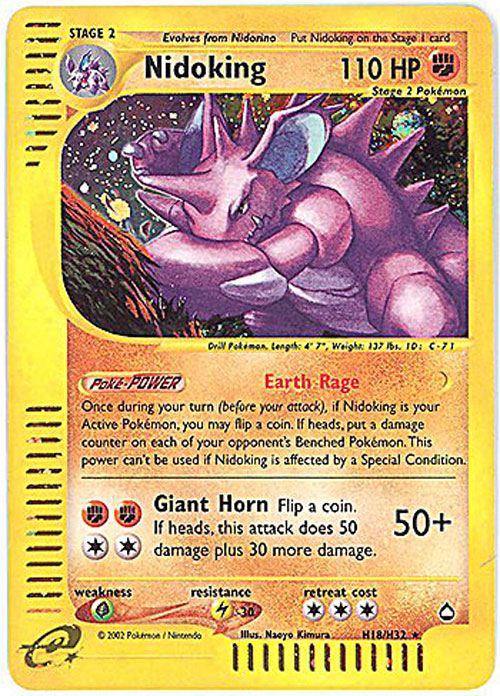Pokemon Card - Aquapolis H18/H32 - NIDOKING (holo-foil)