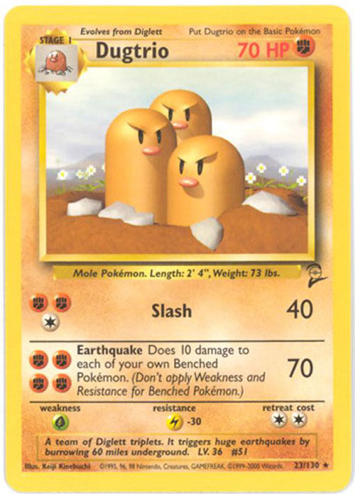 Pokemon Card - Base 2 Set 23/130 - DUGTRIO (rare)