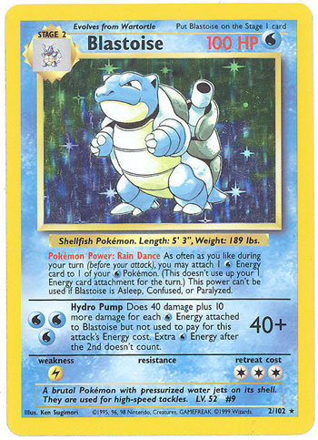 Pokemon Card - Base 2/102 - BLASTOISE (holo-foil)