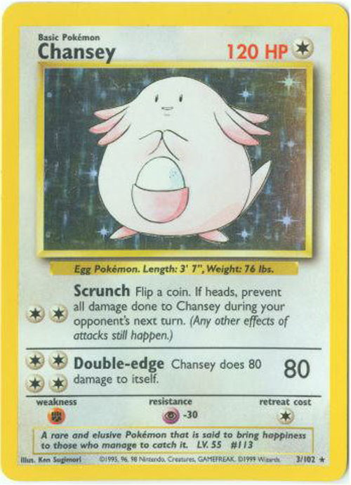 Pokemon Card - Base 3/102 - CHANSEY (holo-foil)