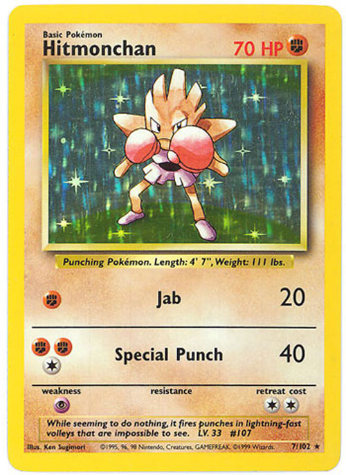 Pokemon Card - Base 7/102 - HITMONCHAN (holo-foil)