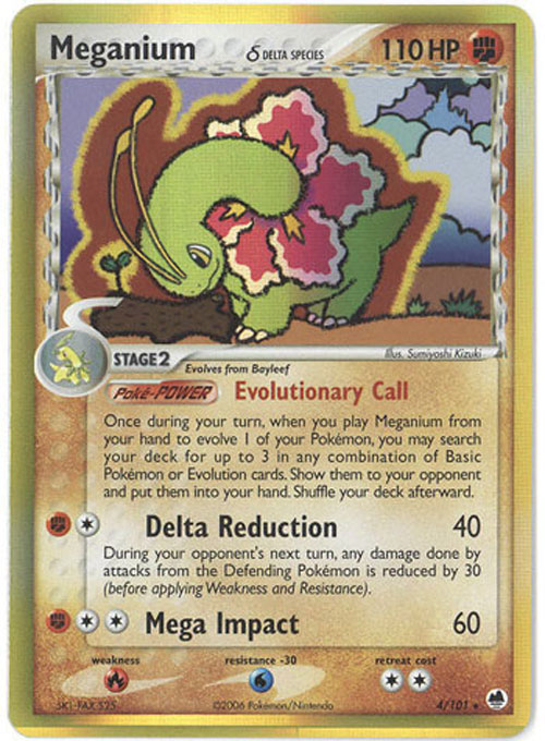Pokemon Card - Dragon Frontiers 4/101 - MEGANIUM (holo-foil)