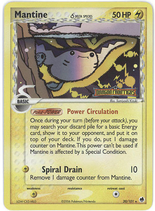 Pokemon Card - Dragon Frontiers 20/101 - MANTINE (reverse holo)