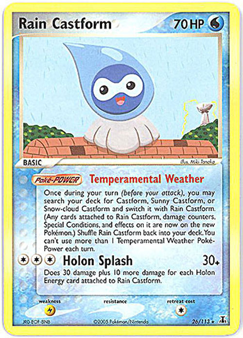 Pokemon Card - Delta Species 26/113 - RAIN CASTFORM (rare)