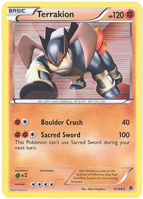 Pokemon Card - Emerging Powers 63/98 - TERRAKION (holo-foil)