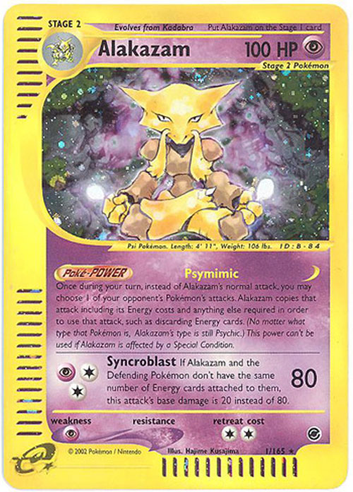 Pokemon Card - Expedition 1/165 - ALAKAZAM (holo-foil)