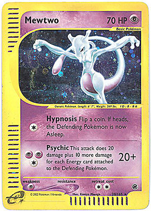 Pokemon Card - Expedition 20/165 - MEWTWO (holo-foil)