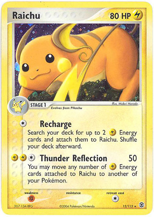 Pokemon Card - Fire Red Leaf Green 12/112 - RAICHU (holo-foil)