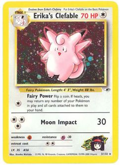 Pokemon Card - Gym Heroes 3/132 - ERIKA'S CLEFABLE (holo-foil)