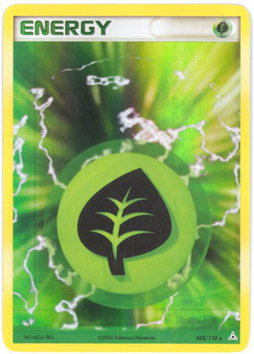 Pokemon Card - Holon Phantoms 105/110 - GRASS ENERGY (holo-foil)