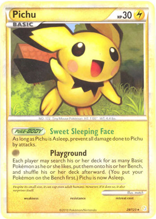 Pokemon Card - Heart Gold Soul Silver 28/123 - PICHU (rare)