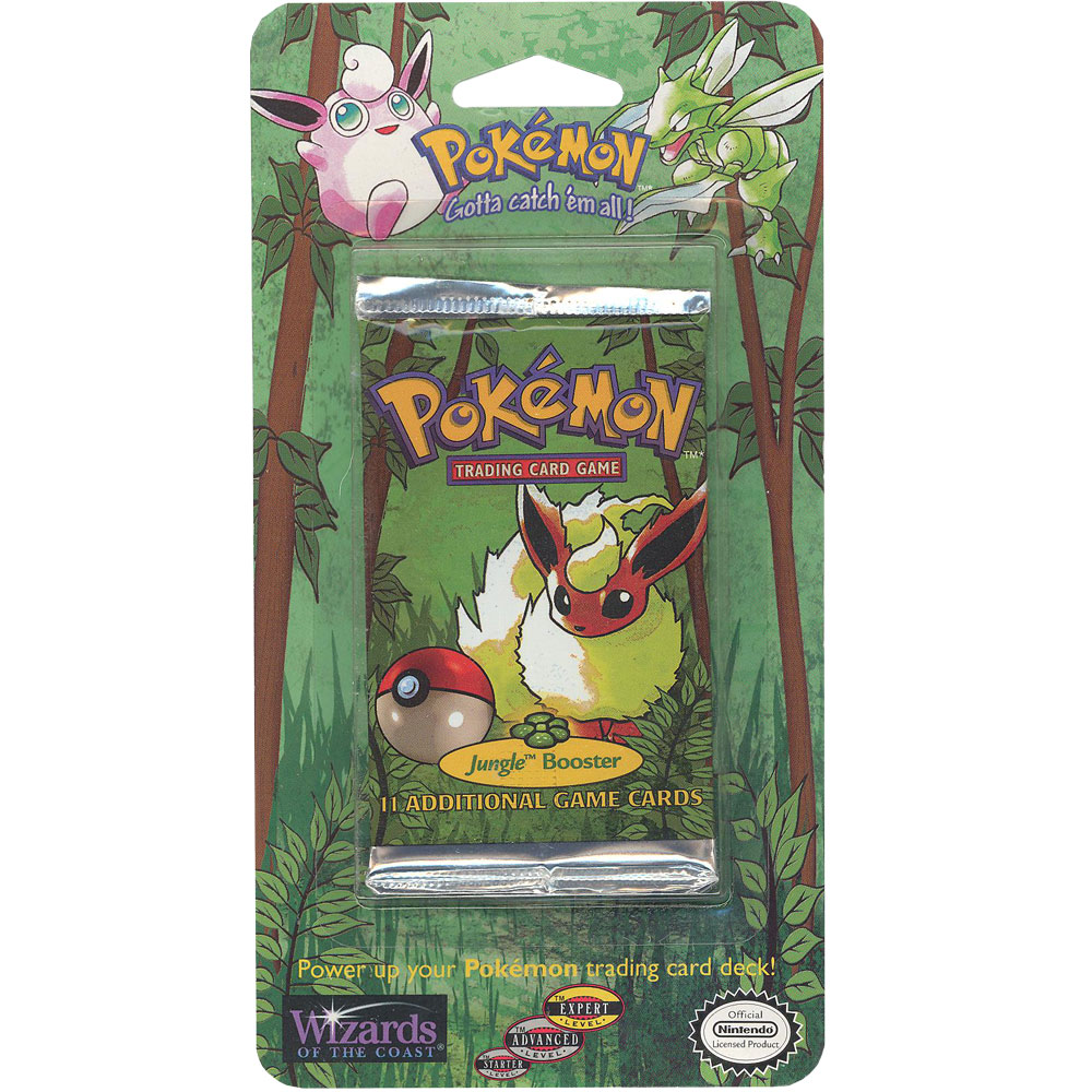 Pokemon Cards - JUNGLE - Blister Card Booster Pack (Flareon wrapper) (11 cards) - Rare!