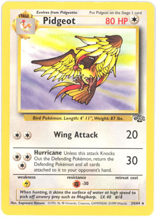 Pokemon Card - Jungle 24/64 - PIDGEOT (rare)