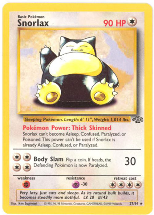 Pokemon Card - Jungle 27/64 - SNORLAX (rare)