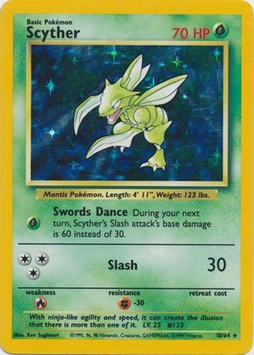 Pokemon Card - Jungle 10/64 - SCYTHER (holo-foil)