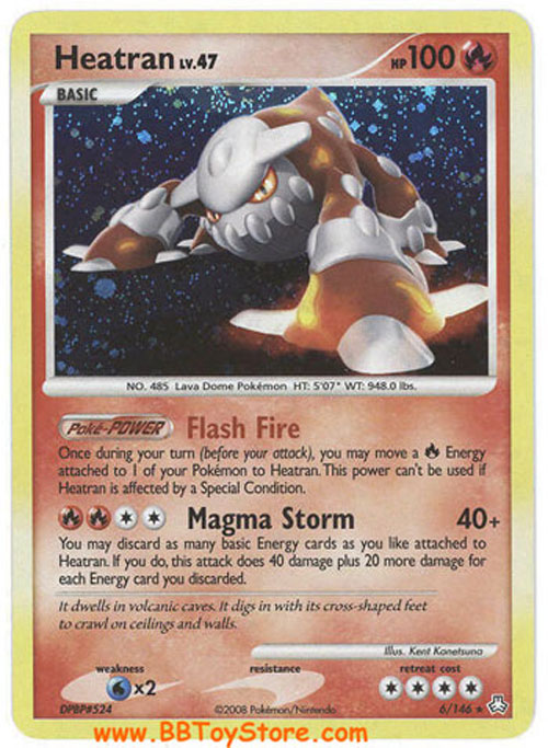 Pokemon Card 6/146 - HEATRAN Lv.47  (holo-foil)