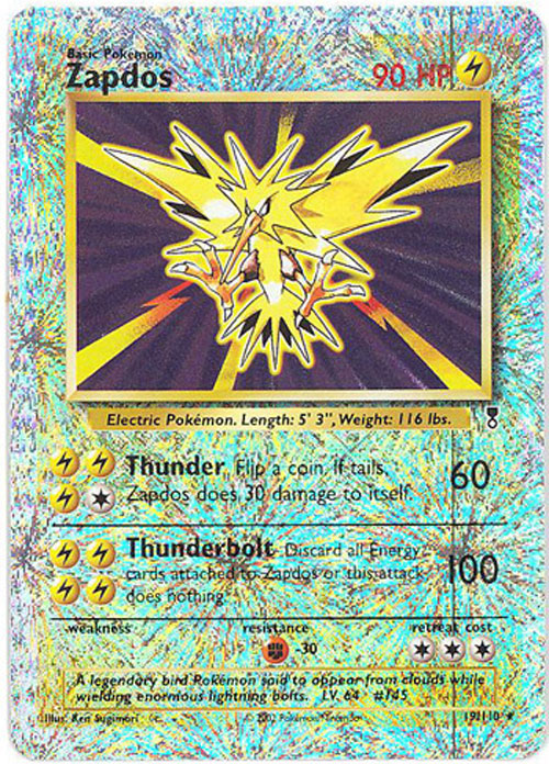 Pokemon Card - Legendary Collection 19/110 - ZAPDOS (reverse holo)