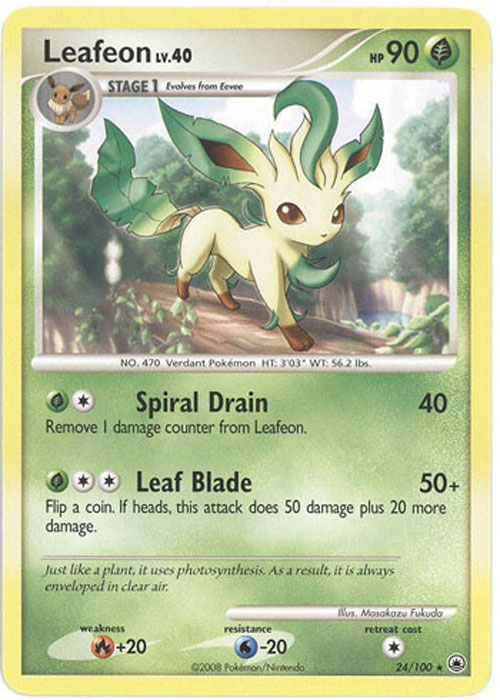 Pokemon Card - Majestic Dawn 24/100 - LEAFEON Lv.40 (rare)