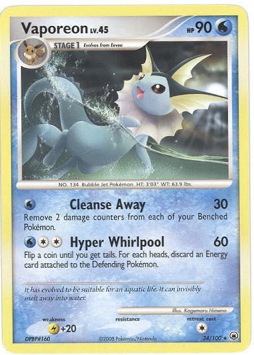 Pokemon Card - Majestic Dawn 34/100 - VAPOREON Lv.45 (rare)